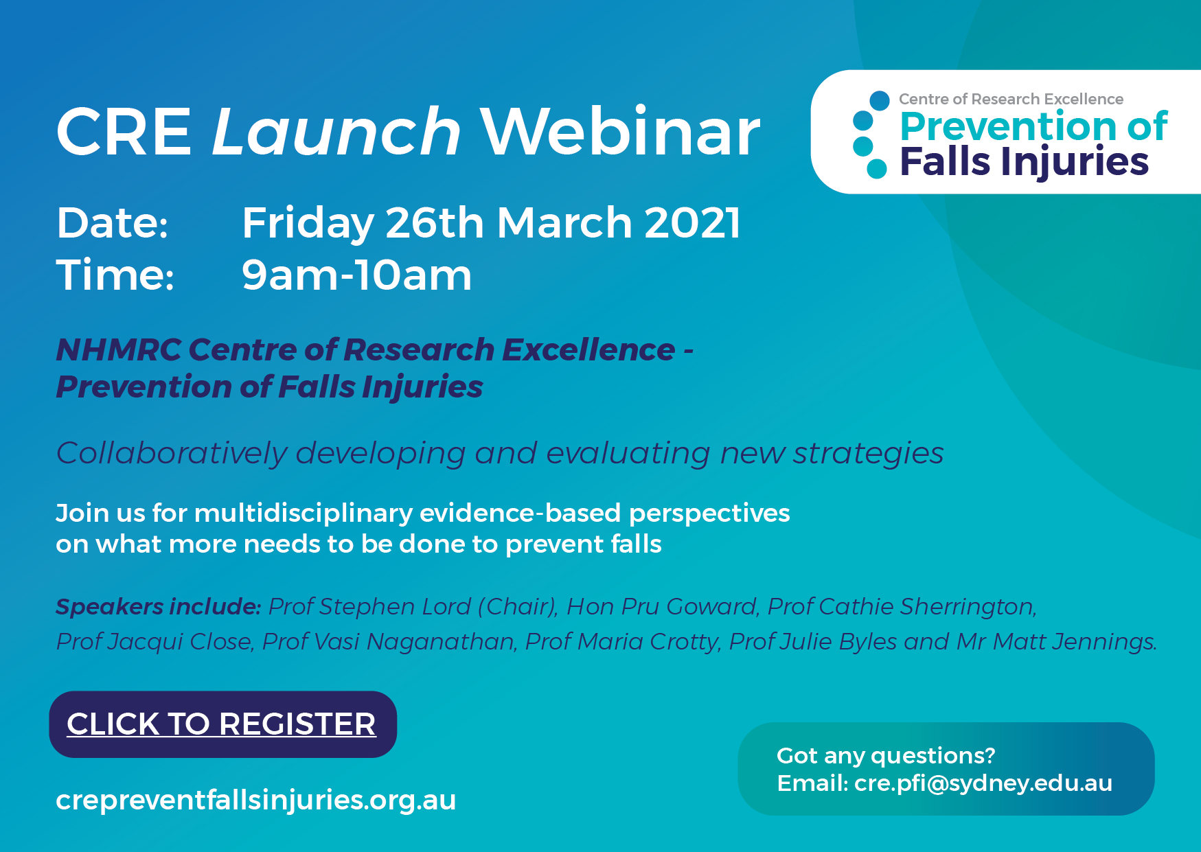 CRE Launch Webinar Friday 26th March 2021 9-10am AEDT